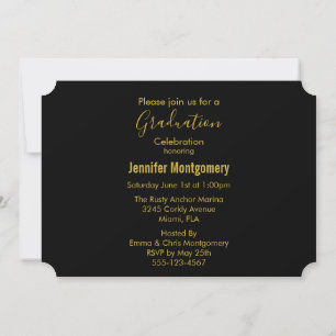 Black Grad Cap Class of 20xx Graduation Party Invitation