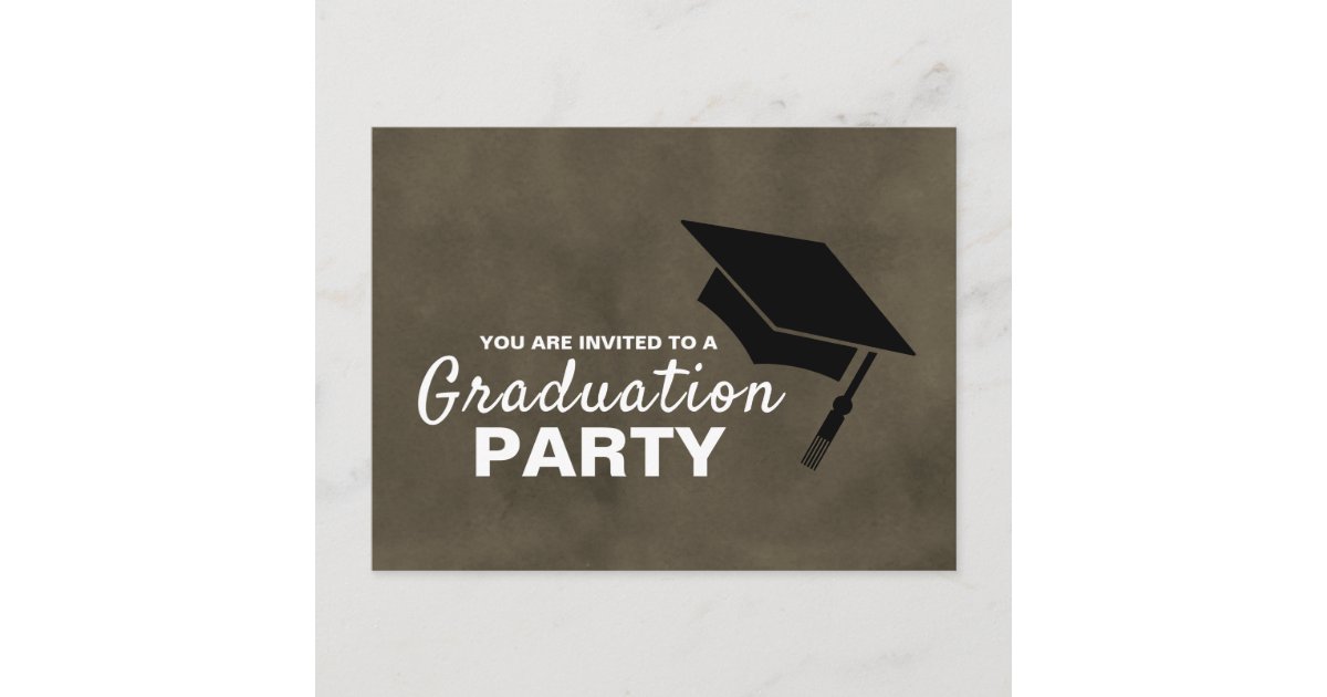 Black Grad Cap Graduation Party Invitation Zazzle 0575