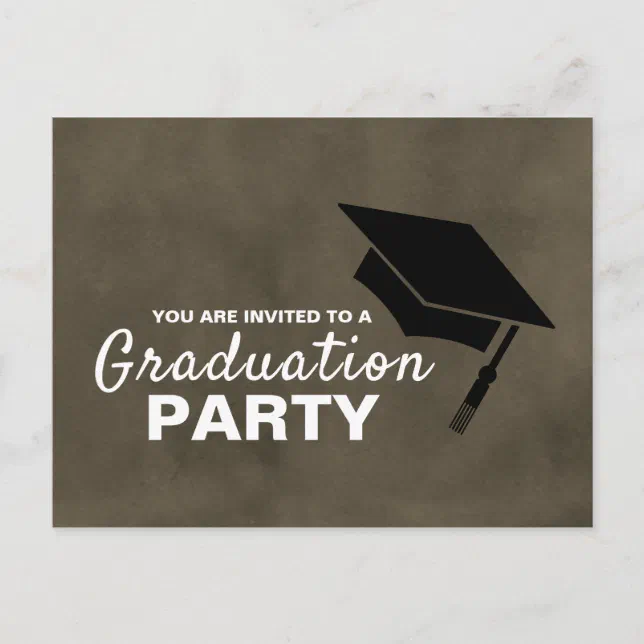 Black Grad Cap Graduation Party Invitation Zazzle 4090