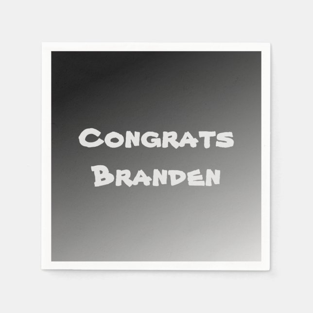 Black Gradient Congrats Paper Napkins (Front)