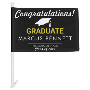 Black Graduate Congratulations Graduation Photo Car Flag
