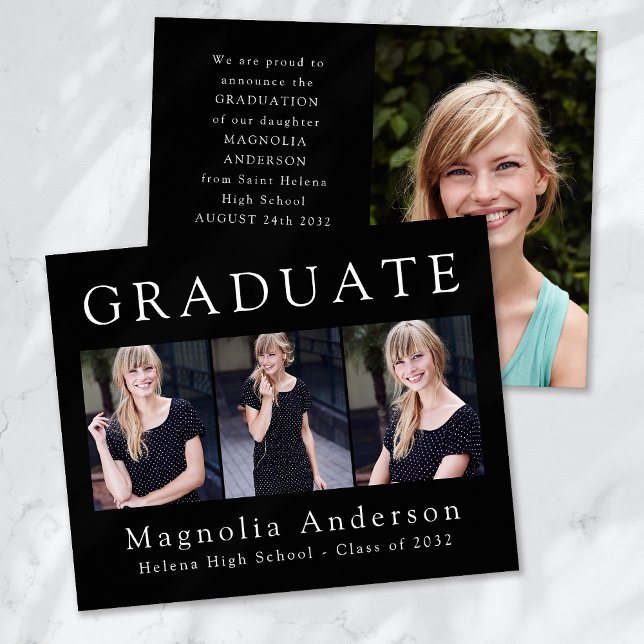 Black Graduate Four Photo Announcement Flyer (Creator Uploaded)