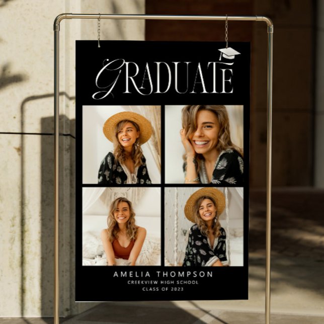 Black Graduate Graduation Party Photo Collage Foam Board (Creator Uploaded)