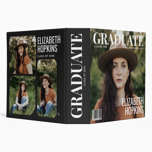 Black Graduate Magazine Cover Photo Graduation  3 Ring Binder (Background)
