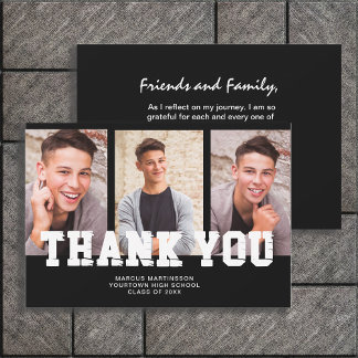 Black Graduation 3 Photo Thank You