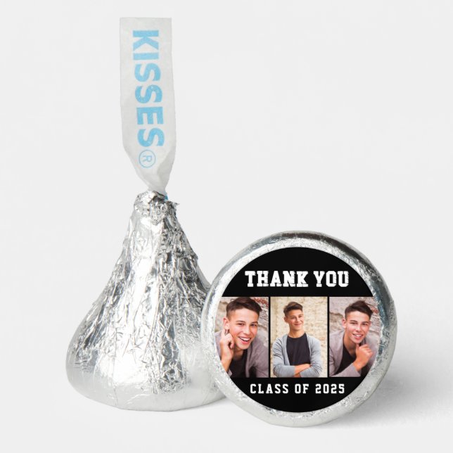 Black Graduation 3 Photo Thank You  Hershey®'s Kisses® (Front)