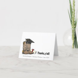 Black Graduation Cap and Cowboy Boot Thank You Card