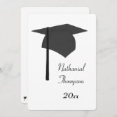 Black Graduation Cap and Tassel Invitations (Front/Back)