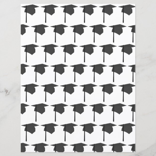 Black Graduation Cap and Tassel Scrapbook Paper (Front)