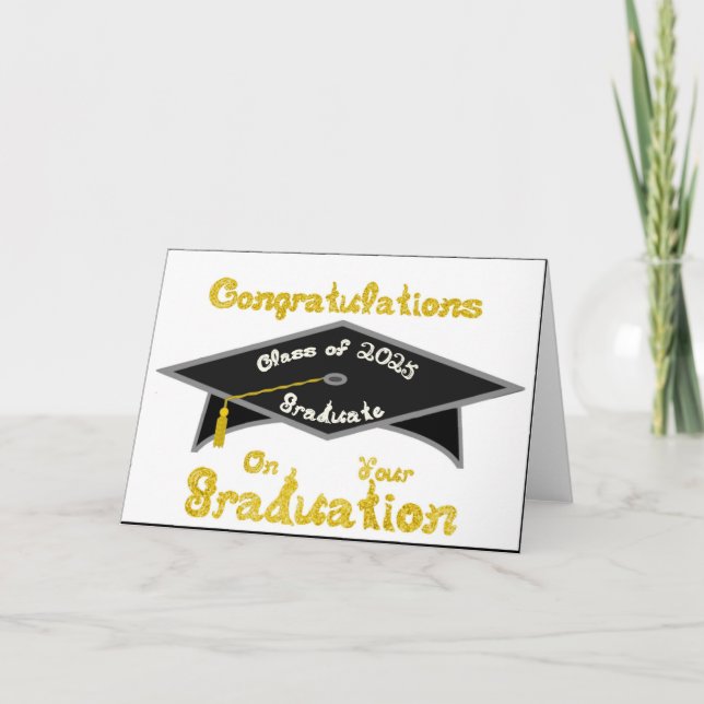 Black Graduation Cap Class 2025 Graduate Hat / Card (Front)