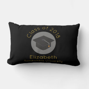 Black Graduation Cap Class of 20xx Custom Lumbar Pillow
