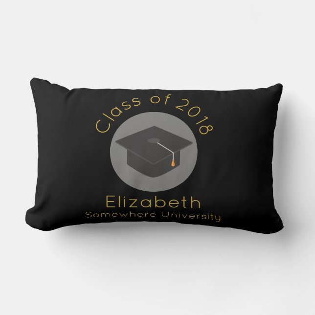 Black Graduation Cap Class of 20xx Custom Lumbar Pillow (Front)