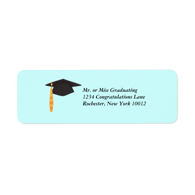Black Graduation Cap Graduation Address Labels (Front)