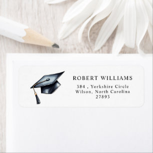 Black Graduation Cap Graduation Return Address Label