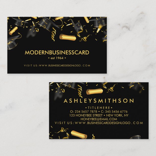 Black Graduation Cap Grown School Collage Business Card