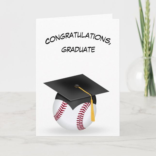 Black Graduation Cap On a Baseball Card (Front)