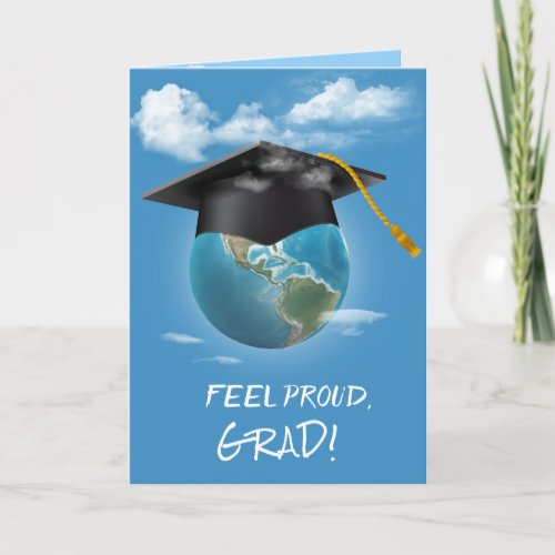 Black Graduation Cap on Planet Earth Card