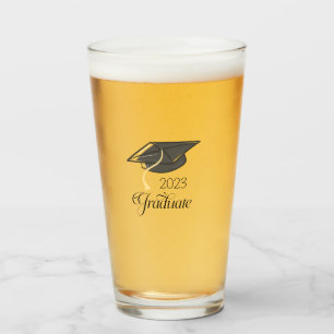 Black Graduation Cap Personalized Year Graduate Glass