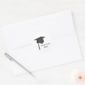 Black Graduation Cap Stickers, Personalized Classic Round Sticker (Envelope)