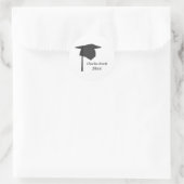 Black Graduation Cap Stickers, Personalized Classic Round Sticker (Bag)