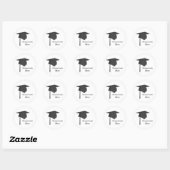 Black Graduation Cap Stickers, Personalized Classic Round Sticker (Sheet)