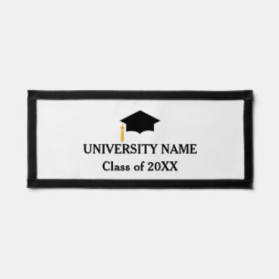 Black Graduation Cap & Text on White Pennant