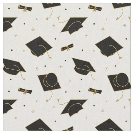 Black Graduation Cap Toss Fabric
