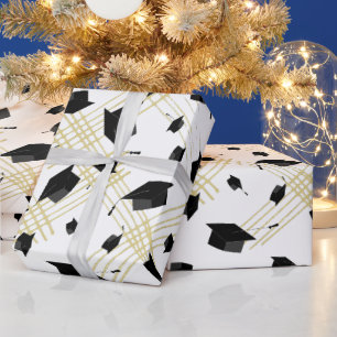 Black Graduation Cap Toss Wrapping Paper