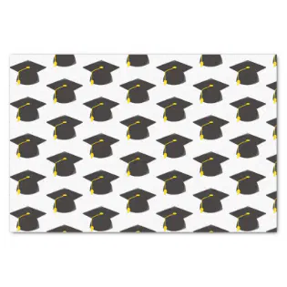 Black Graduation Cap w/ White Background Gift Tissue Paper
