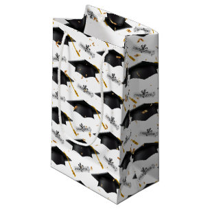 Black Graduation Caps with Diplomas Small Gift Bag