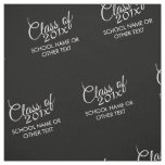 Black Graduation Class of Custom Year and Text Fabric
