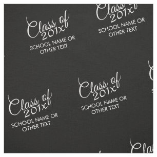 Black Graduation Class of Custom Year and Text Fabric