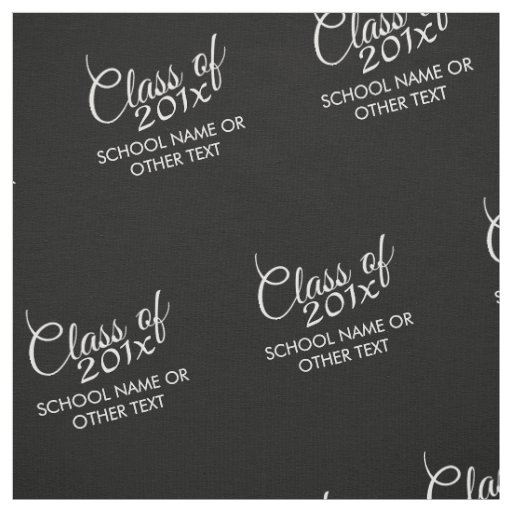 Black Graduation Class of Custom Year and Text Fabric
