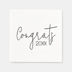Black Graduation Congrats On White Napkins