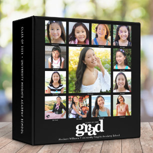 Black Graduation K–12 Bold Modern Photo Collage 3 Ring Binder