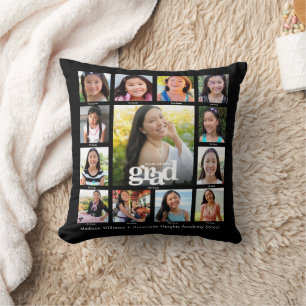 Black Graduation K–12 Bold Modern Photo Collage Throw Pillow