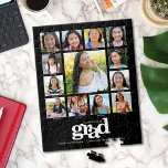 Black Graduation K–12 Photo Collage Modern Bold Jigsaw Puzzle<br><div class="desc">Be proud, rejoice and showcase this milestone of your favorite grad. Create this elegant, simple, modern, personalized high school graduation K – 12 photo collage jigsaw puzzle for a keepsake you’ll always treasure. A fun, playful visual of bold, graphic, white typography, along with their name, class year, school and 13...</div>