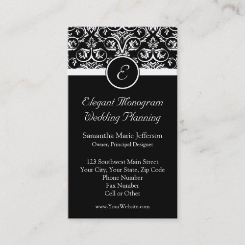 Black Grand Insignia Monogram Business Cards