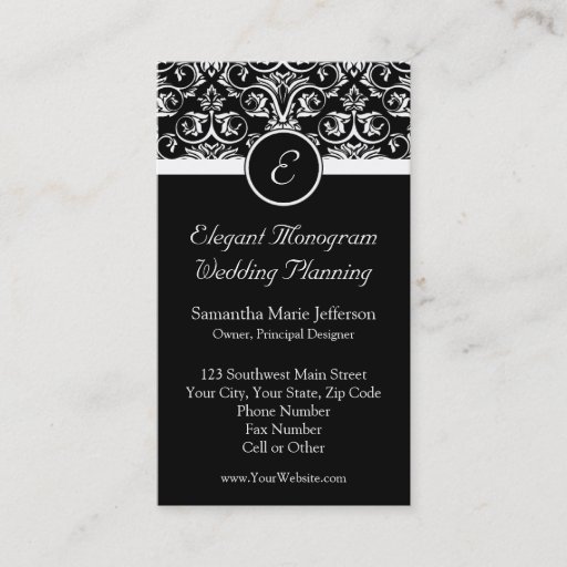 Customizable Black Grand Insignia Monogram Business Cards