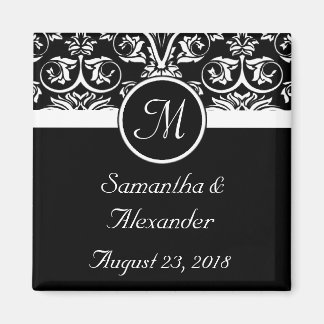 Black Grand Insignia Monogram Favor /Save the Date Magnet