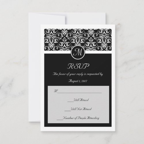 Black Grand Insignia Wedding Matching Small RSVP Custom Invites