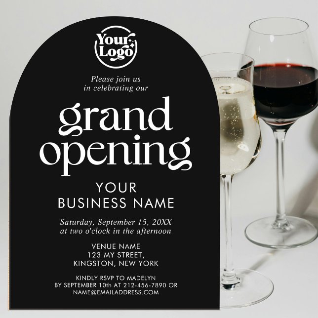 Black Grand Opening Business Logo Minimalist Acrylic Invitations (Creator Uploaded)