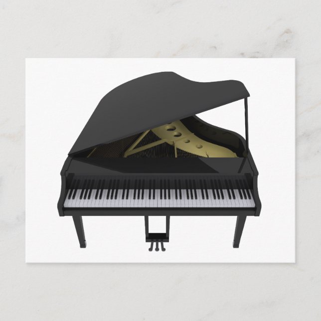 Black Grand Piano: 3D Model: Postcard (Front)