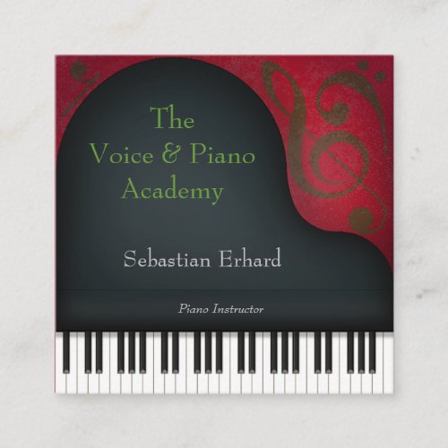 Black Grand Piano Artistic Musicians Square Business Card