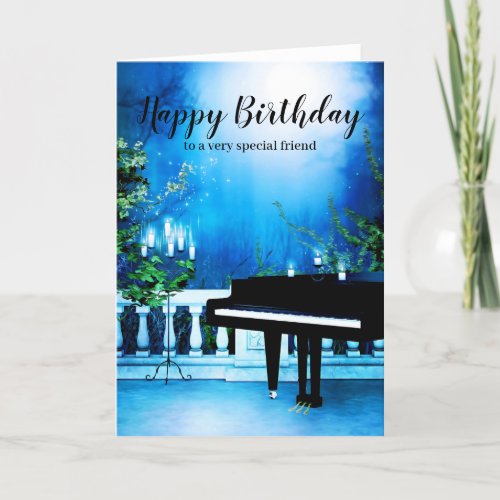 Black Grand Piano Birthday Card