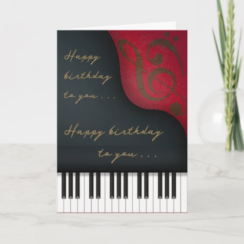 Black Grand Piano Charming Custom Birthday Card
