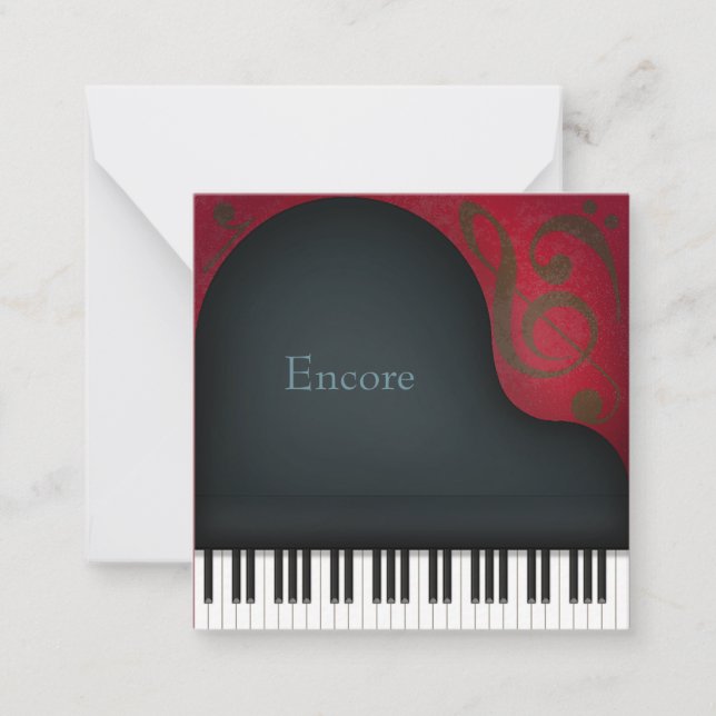 Black Grand Piano Custom Mini Note Card (Front)