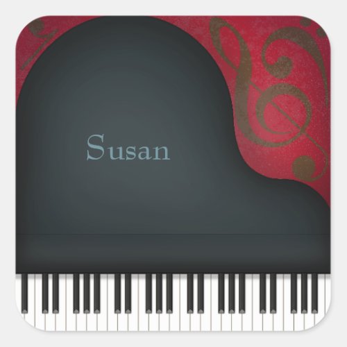 Black Grand Piano Custom Name Stickers