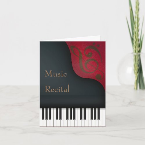 Black Grand Piano Custom Recital  Concert Invitation