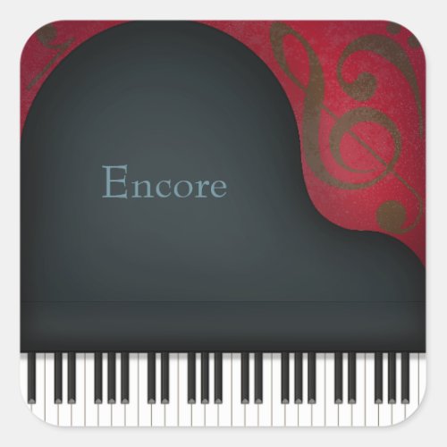 Black Grand Piano Elegant Music Custom Square Sticker